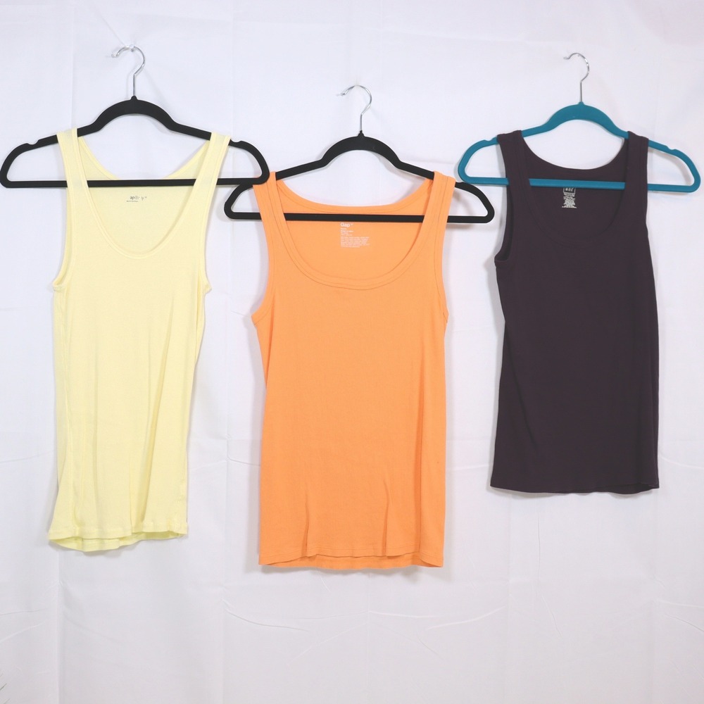 Gap Tank Top 3 Pack Medium Multicolor Womens Ribbed Cotton Basics